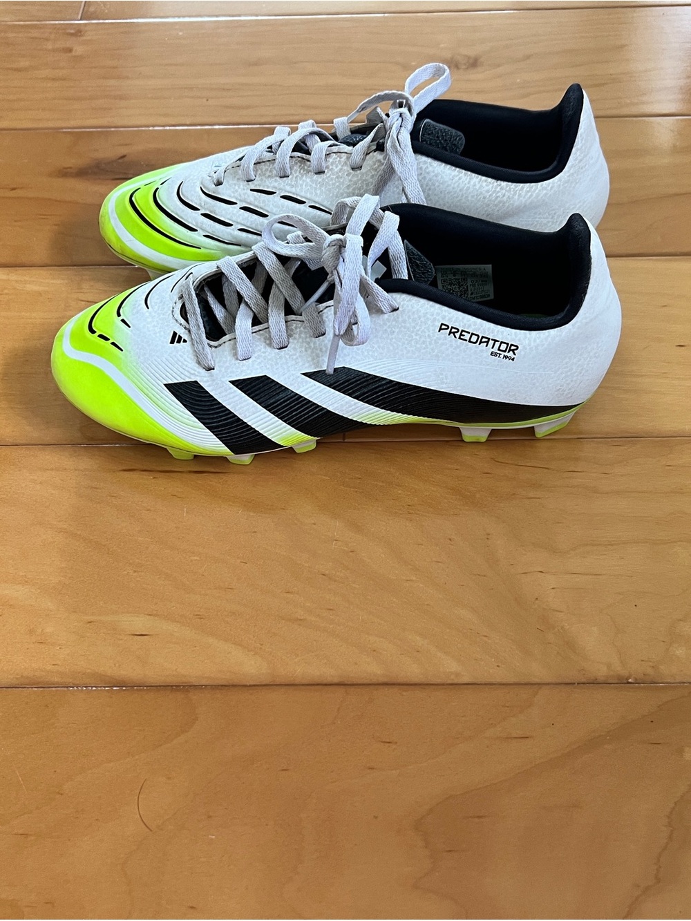Adidas Kids Predator Soccer Cleats - White & Neon Yellow